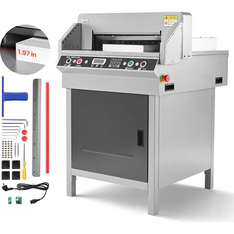 VEVOR elektrische Papierschneidemaschine Hochleistungs-Papierschneider, 48 cm Schnittbreite, 5 cm Schnittstärke, große elektrische Guillotine mit Infrarotfunktion & Ersatzklinge 1000 W (1/5)