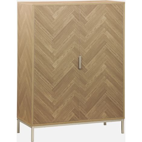 Cómoda con efecto madera y espiga de 2 puertas, 80cm (1/5)