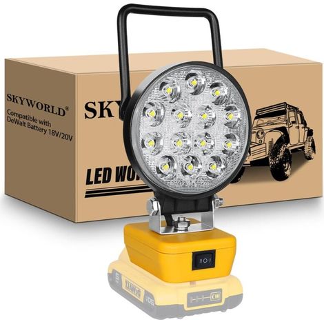 Lampe de travail LED sans fil pour Batterie 18V, 42W 4200LM Projecteur LED Rechargeable, Portable Phare de Travail Led pour Travaux, Chantier, Garage, Camping (Sans Batterie) [Classe énergétique E] (1/5)