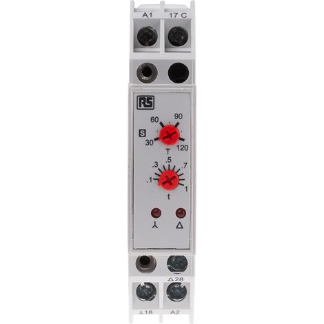 Relais temporisé RS PRO, 240V c.a., Rail DIN, 2 contacts ( Prix pour 1 ) (1/3)
