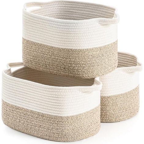 paniers de rangement tissés en corde coton - Utilisés pour les cadeaux - à linge enfants - Dimensions : 38 x 25 x 22 cm (1/5)