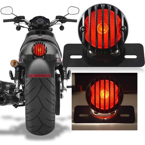 runder Bremsbacken aus Metall für Harley Bobber Custom Chopper, schwarz, transparent, April IA Mana