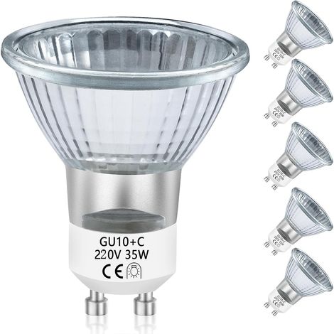 Ampoules halogènes GU10, 220 V 35 W, intensité variable, spot halogène à réflecteur GU10, spot GU10 pour cuisine et salon – 6 pièces (1/5)