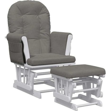 Chaise berçante avec repose-pied Gris foncé Tissu (1/5)