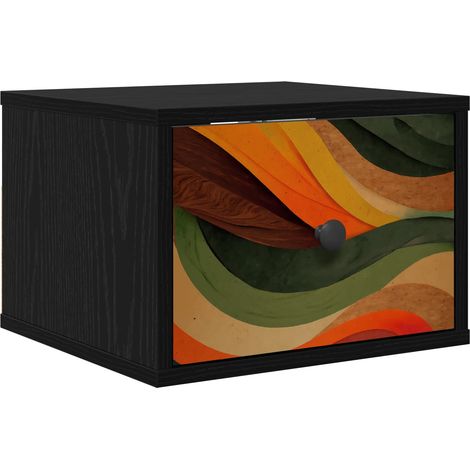 Mobiletto da comodino a parete BONN Rovere Nero 36 x 33 x 25 cm vidaXL (1/5)