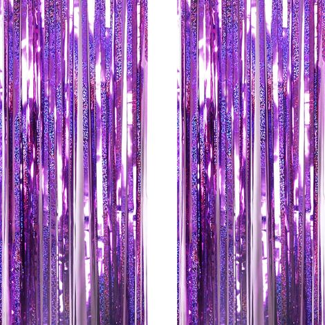 La Couleur Violette Bande Fond -  2pcs 1M2M Rideau Frangé de Feuille pour La Décoration de Fête de Photo