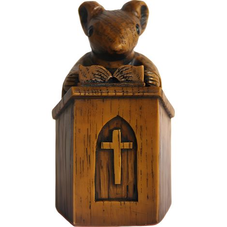 Décor Table Écologique en Résine - Church Mouse Pulpit - Statuette Main Peintée - 4x6x8,3cm, Marron - 1 pièce (1/5)