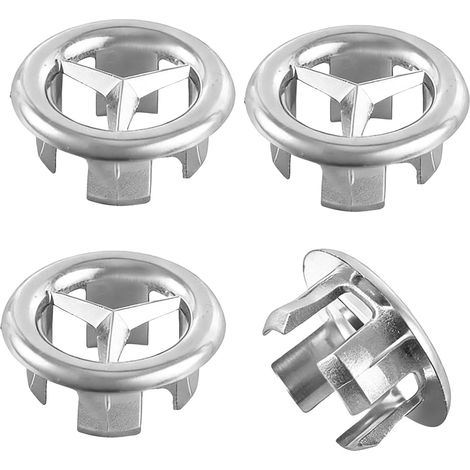 4 Pièces Cache Trop Plein Lavabo - Cache Trop Plein et Anneau pour Lavabo avec Ouverture de Ø 22-24 mm - Cache Rond pour Lavabo, Salle de Bain, Cuisine (1/5)