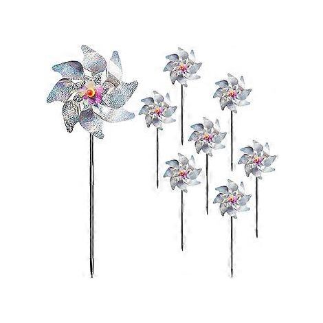 Moulin A Vent Jardin Exterieur 8 Pices Anti Oiseaux Repulsif Anti-Oiseaux Rflchissant Dissuasion Girouette De Rotatif pour Protger Verger (Aargent),
