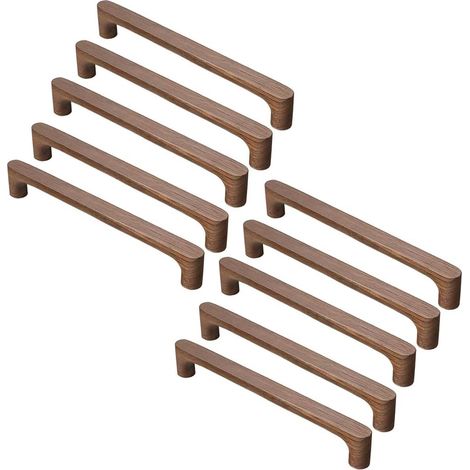 Poignées de meubles – lot 10 bois massif – style épuré – entraxe 160 mm – pour armoire tiroir commode – Noyer (1/5)