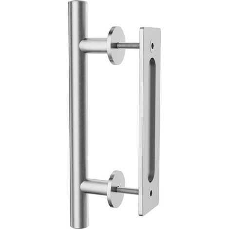 Juego de manillas para puertas correderas de 30 cm, de acero inoxidable, con tirador para puerta corredera, tamaño grande de estilo rústico, adecuadas para puertas, garajes y armarios. (1/5)