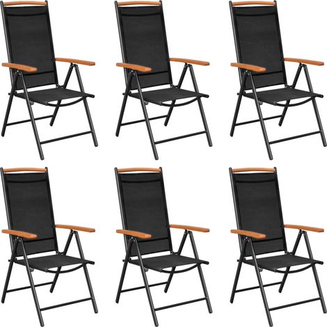 vidaXL Folding Chairs 6 pcs Textilene Black (1/5)