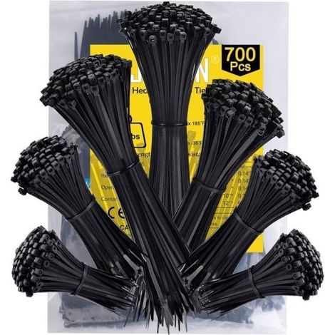 700 Pièces Collier De Serrage PlastiqueColliers Plastique 100150200250300mmx36mmpour Cable Management La MaisonNoir (1/4)