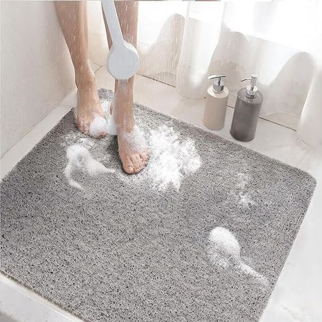 Tapis de Douche Antiderapant, 60x60cm Tapis de Baignoire Antidérapant avec Drain, Doux PVC Luffa Tapis de Bain pour Salle de Bain, Séchage Rapide (1/4)