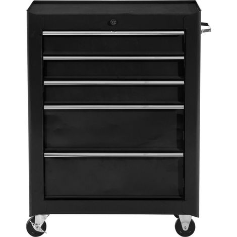 Servante d'atelier acier 5 tiroirs verrouillables 2 clés noir 61,5 x 33 x 82,5 cm