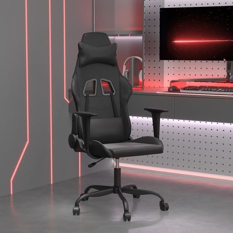 vidaXL Silla gaming cuero sintético negro (1/5)