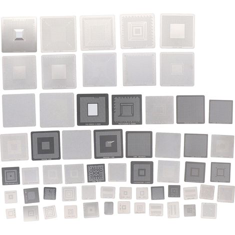 GARRYFIZH 60 pochoirs de rebillage BGA Acier inoxydable 304 Kit de filet de reprise universel Pour réparation de puce informatique (1/5)