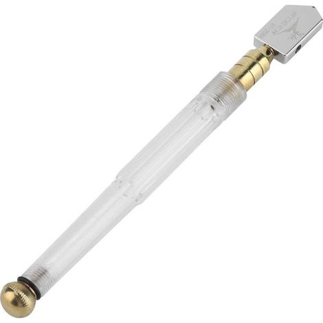 Cortador de vidrio profesional, herramienta de corte de vidrio de calidad profesional, súper cortador con mango de metal para cortar azulejos, espejos, botellas, formas y diseños de lápiz (mango trans (1/5)