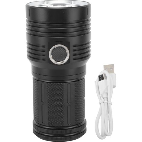 Lampe torche puissante 10 000 lm, portée 300-500 mètres, LED, 4 modes, rechargeable, pour le camping, le vélo et la pêche. (1/5)