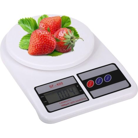 Bilancia Digitale da Cucina Elettronica Tara 1g a 10kg Bianca Display LCD