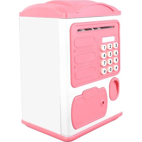 Tirelire électronique avec vérification par mot de passe et empreinte digitale, capteur intelligent, compartiment à pièces, rose. (1/5)