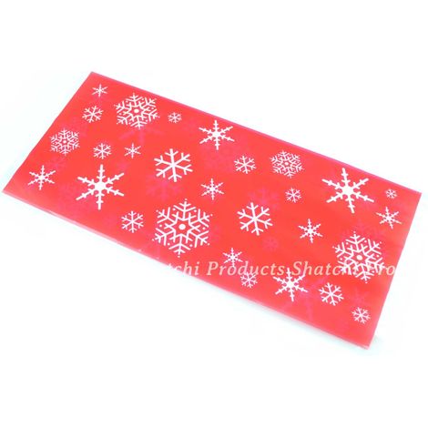 3cm Red Christmas Cello Bags, 20 Pack Snowflake Design with Twist Ties for Treats (1/5)