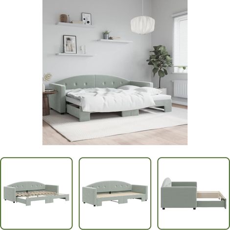 vidaXL Sofa-Bett - Tagesbett Ausziehbar Hellgrau 80x200 cm Samt (1/5)
