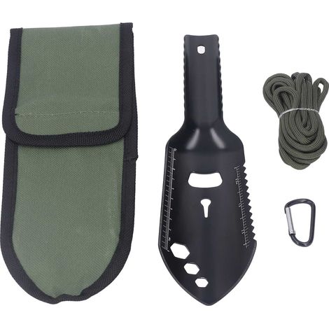 Pelle multi-usages en alliage d'aluminium pour randonnée extérieure - Outil de survie compact noir (1/5)