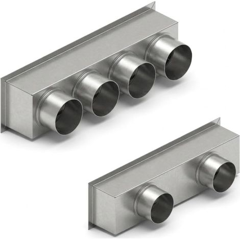 MAKA Plenum Inox Cassetta Distribuzione Aria con Uscite Tonde H 200 L 500 - 4 uscite Ø 160 mm (1/5)