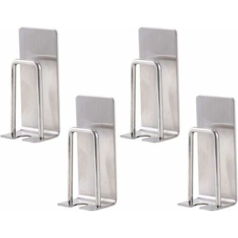 4-Piece Stainless Steel Wall-Mounted Toothbrush Holder Set, Self-Adhesive Rack for Bathroom, Convenient Storage (Silver) (1/4)
