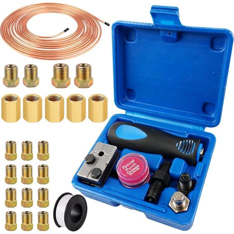 Outil d'Évasement de Tuyaux de Frein 4,75mm Kit Universel 7,62m Conduite de Frein, 16 Raccords, 5 Connecteurs (1/5)
