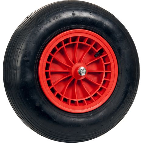 pro-bau-tec Ersatzrad für Schubkarre Vollgummi schwarz/rot Luftreifen