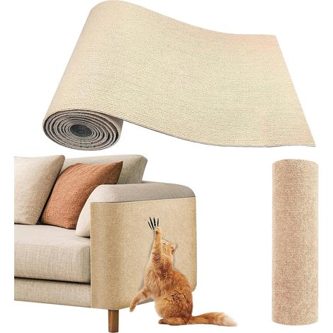 Khaki Griffoir Chat Canapé 40 Cm ×200 Cm,Griffoir pour Chat Auto-adhésif,DIY Trimmable Chats Grattoir,Griffoir Mural Chat pour Protection Canape (1/5)