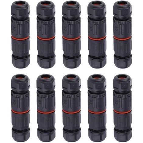 WHPPS 10 pièces IP68 étanche connecteur droit boîte de jonction fil électrique câble 3 broches connecteur extérieur prise prise bornier