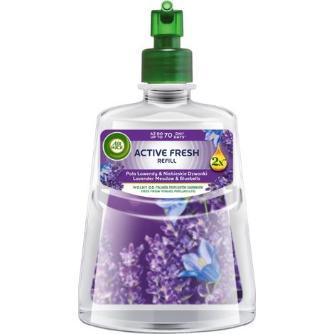 Recambio de ambientador Air Wick Active Fresh con aroma a campos de lavanda y campanillas azules, 228 ml. (1/5)