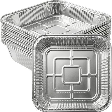 Pack of 20 Aluminum Trays, 20x20x4.5cm, Disposable Square Mold, Non-stick, Heat Resistant, Air Fryer (1/5)