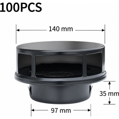 Grille de ventilation noir 30 mm 4 acier inoxydable 100 mm découpe 100 mm ou tube PVC 110 – 15 × 15 × 10 cm – Livraison gratuite (1/3)