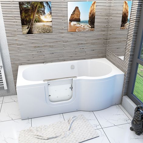 Seniorenwanne mit Tür Whirlpool S12-AIR-L Badewanne 170x85cm ohne Armatur