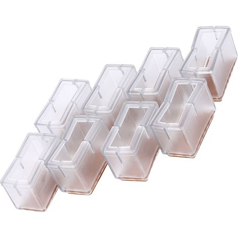 Lot de 8 patins de chaise rectangulaires transparents, protections pour pieds de meuble avec semelle en caoutchouc antidérapante (1/5)