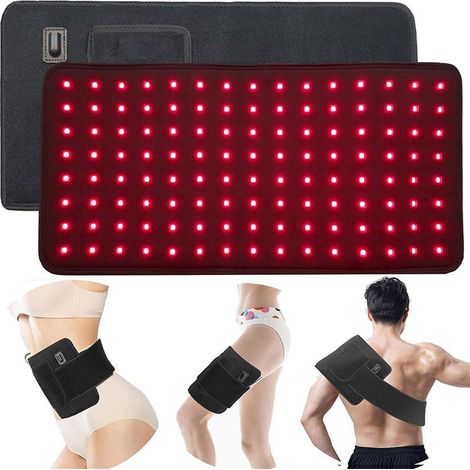Cinturón lumbar de luz roja - Terapia de calor para hombros y cuello en casa - 120 luces LED, terapia de calor con luz infrarroja de 850 nm - Cinturón lumbar de fisioterapia (1/2)