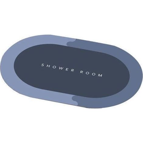 Tapis de sol super absorbant 50 x 80 cm, doux, à séchage rapide, antidérapant, pour bain de boue de diatomées, bleu ovale (1/5)