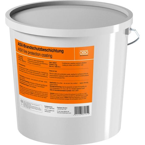 OBO Bettermann Revestimiento ablativo en cubo de 5 kg Material de construcción intumescente blanco, 7202312