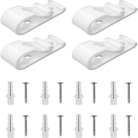 Zubehör für Rollos: weiße Positionierhaken (4er-Set), 8 Schrauben, 8 Dübel, Doppelloch-Positionierhaken für Zugschnur. (1/5)