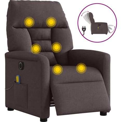 Massagesessel Elektrisch Dunkelbraun Stoff