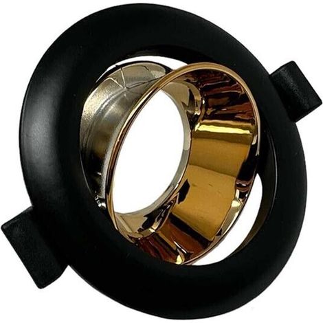 Portafaretto Orientabile Incasso Per Soffitto Rotondo Supporto Faretto Nero Oro (1/4)