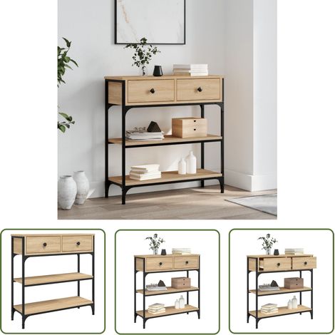 The Living Store Table console chêne sonoma 72,5x25x75 cm bois d'ingénierie - Table Basse - Table D'appoint - Meuble D'entrée - Table Console - Mobilier Industriel (1/5)