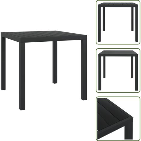 Table de jardin Noir 80 x 80 x 74 cm Aluminium et WPC - Table De Jardin - Table Extérieure - Mobilier De Jardin - Table Ronde - Table Aluminium (1/5)
