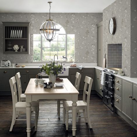 Papier peint intissé Laura Ashley Branches Elderwood Steel 1005 x 52cm Gris