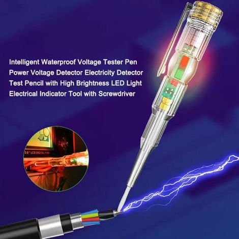 Stylo testeur étanche intelligent détecteur de tension d'alimentation détecteur d'électricité crayon de test avec lumière LED ha (1/5)