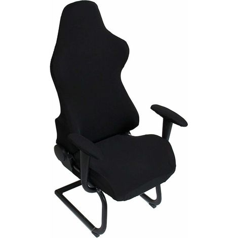 DEESSE SHOP - Housse de chaise d'ordinateur universelle housse de chaise de jeu/de course housse de protection de chaise lavable noire (couverture uniquement, pas de chaise) (1/5)